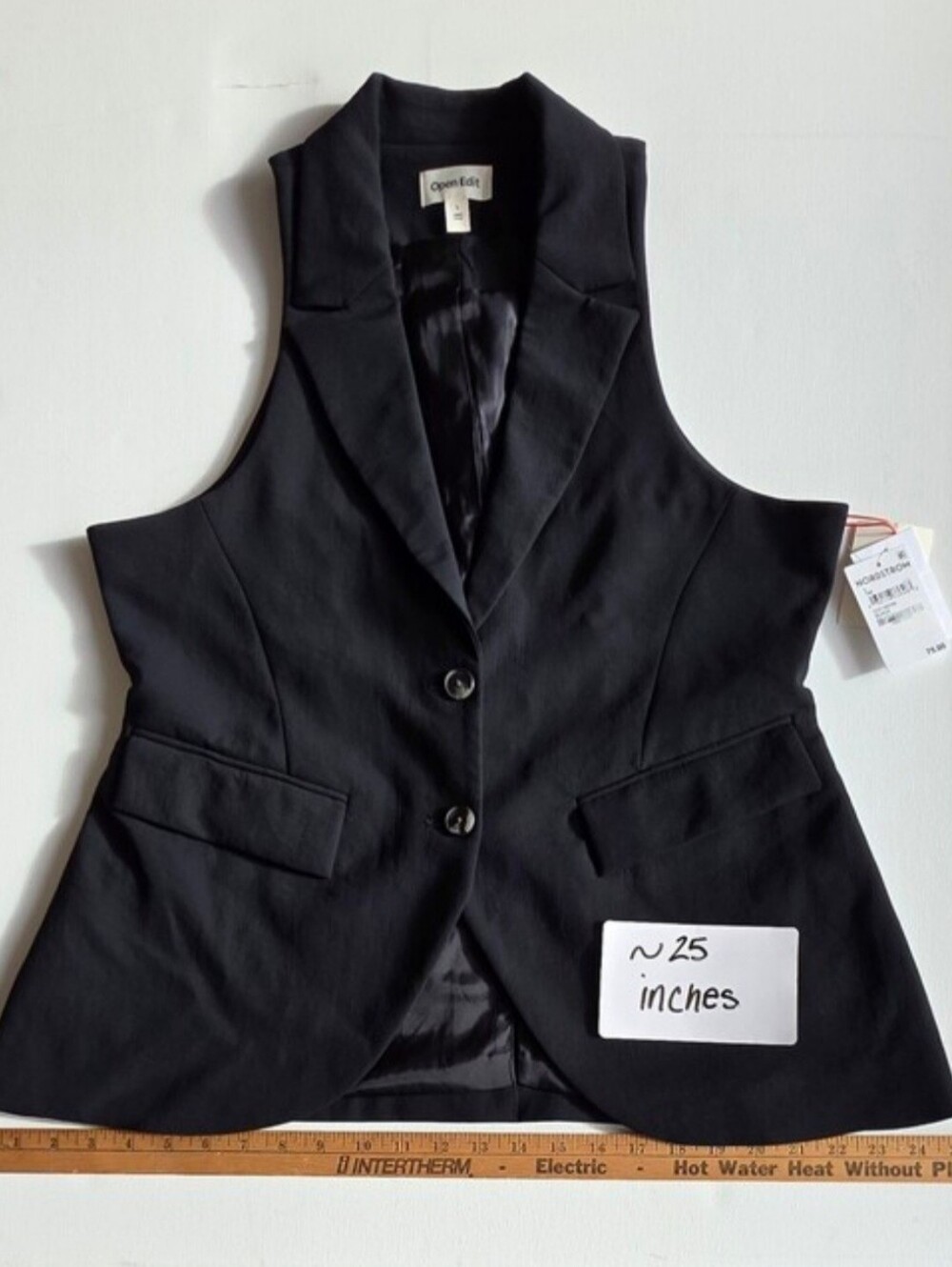 Open Edit Size L NWT! Women's Black Tailored Sleeveless Blazer Vest - Picture 5 of 9